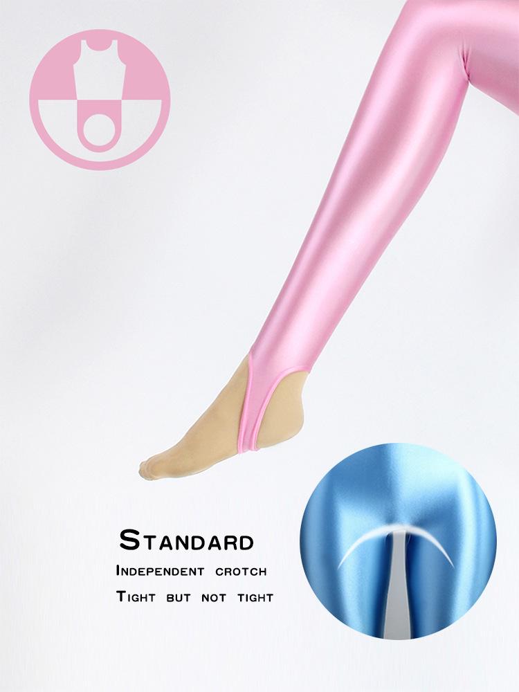 Shiny Oil-Gloss High-Elastic Full Body Shaping Leotard - Plus Size Silky Smooth Tight-Fit Yoga Fitness Wear