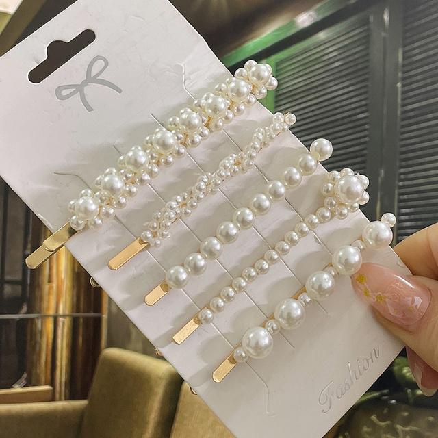 1 Set Geometric Flower Pearl Hair Clip Pin For Women Hairpins Fashion Acrylic Barrettes Hairgrips Hair Accessories Girls Jewelry