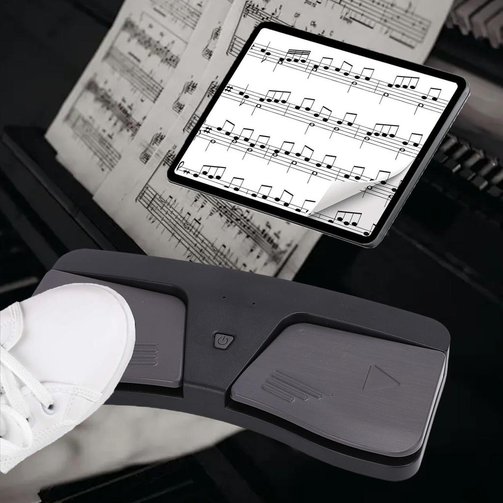 FUNFANG Musikseiten-Wender Pedal Kabellos Ergonomisch Tragbar Pad Tablet Telefon Schwarz ABS-Material Rutschfest