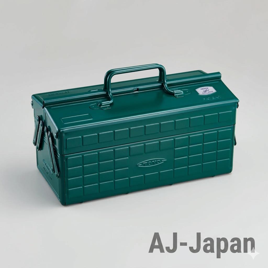 

Antique Green TOYO STEEL Tool Box ST-350AG 2-Tier Openable Door Storage Case