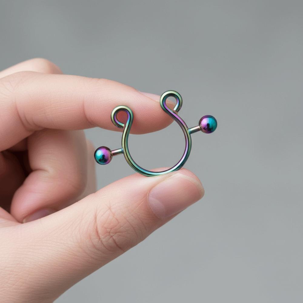 2 Stück/Set Runde Schraub-Falsche-Brustwarzen-Ringe Ohne Piercing Clip-Design Körperschmuck Ohne Piercing Damen