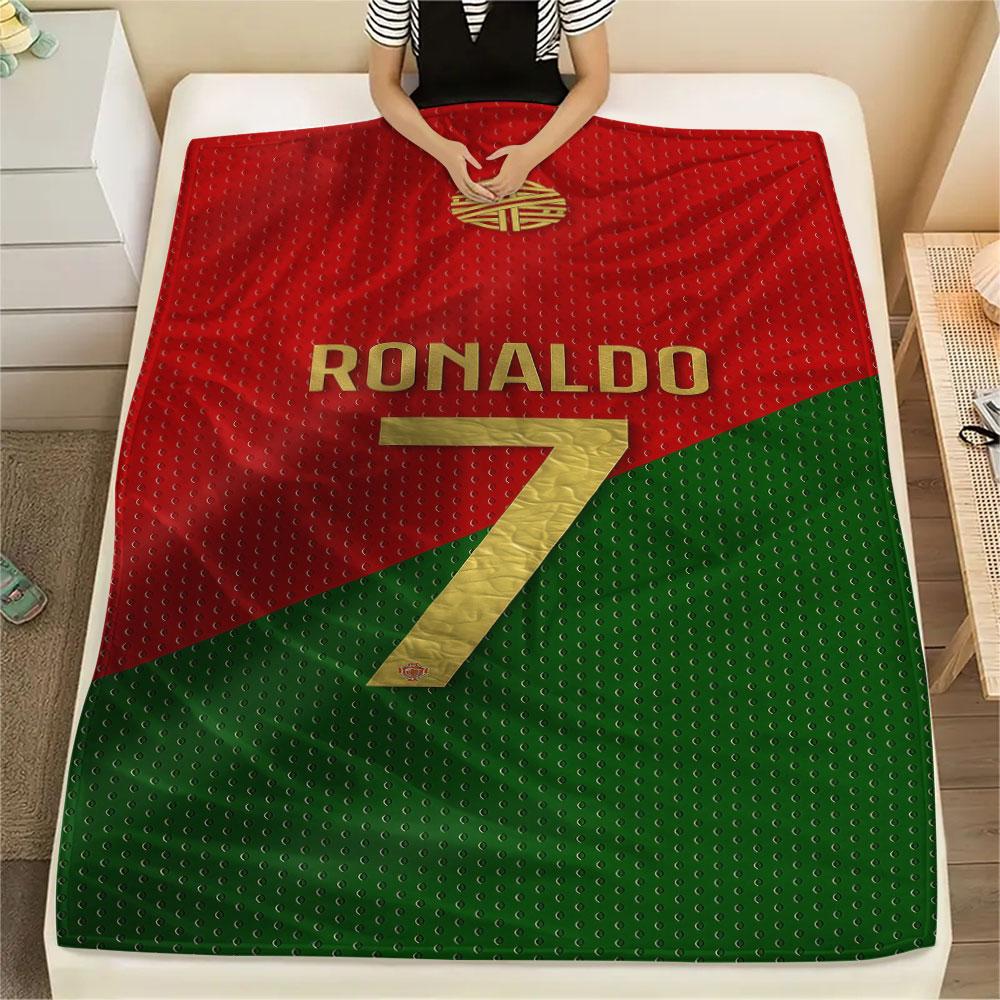 1PC Cristiano Ronaldo Patterned Flannel Blanket Suitable For All Seasons for Home Decor Warmth and Comfort Gifts Holiday Present