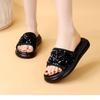 Flat-bottomed Soft-soled Slippers for Summer Wear 2025 New Sequined Fashion Medium Heel Versatile Beach Sandals Lazy Word