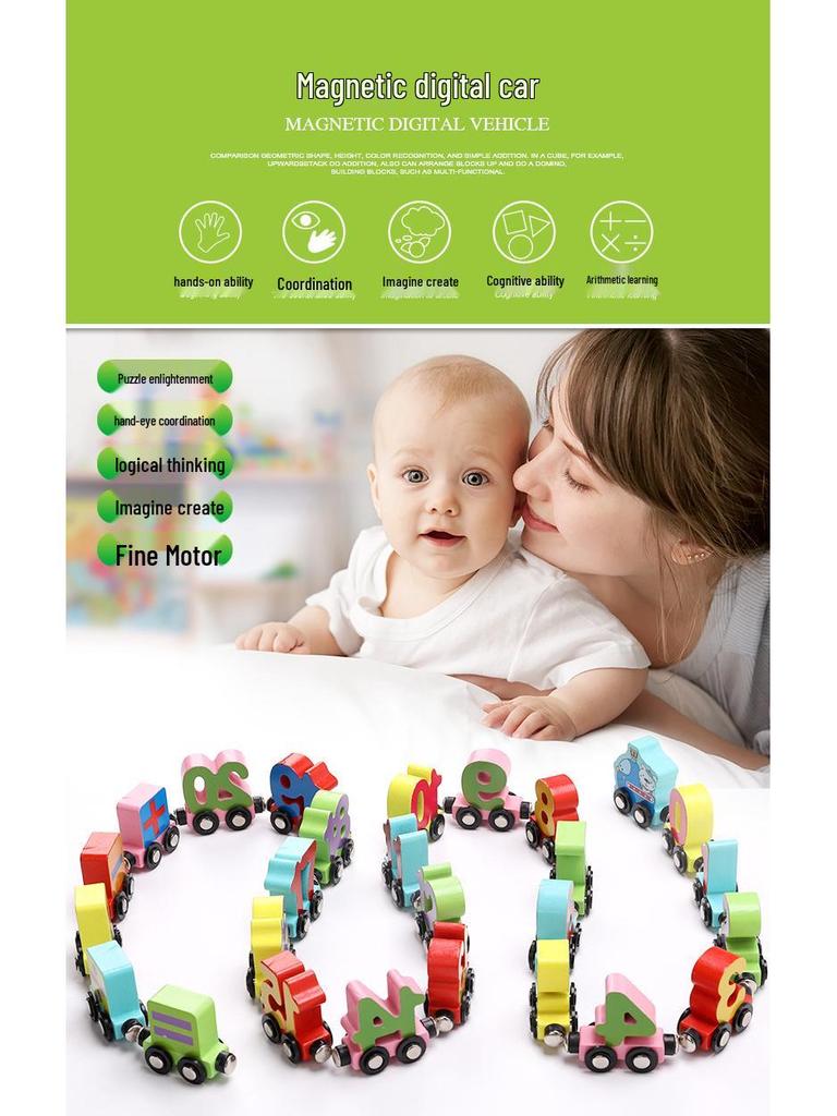 Magnetic Digital Train Toy - Educational Building Blocks for Kids Aged 1-6