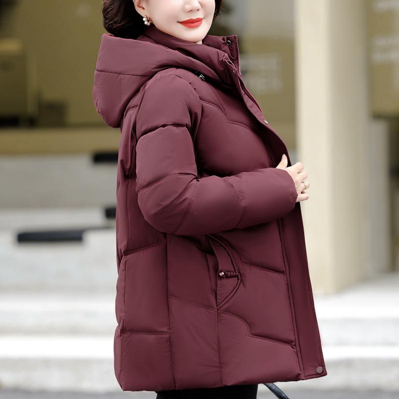 Haine de iarnă pentru femei de vârstă mijlocie cu glugă, elegante, groase, călduroase, mărimi mari, parka, jachete pentru femei