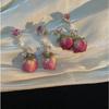Retro Natural Real Flower Eternal Flower Earrings Niche Design Sense Freshwater Pearl Femaleaint for Women Long Earrings Jewelry