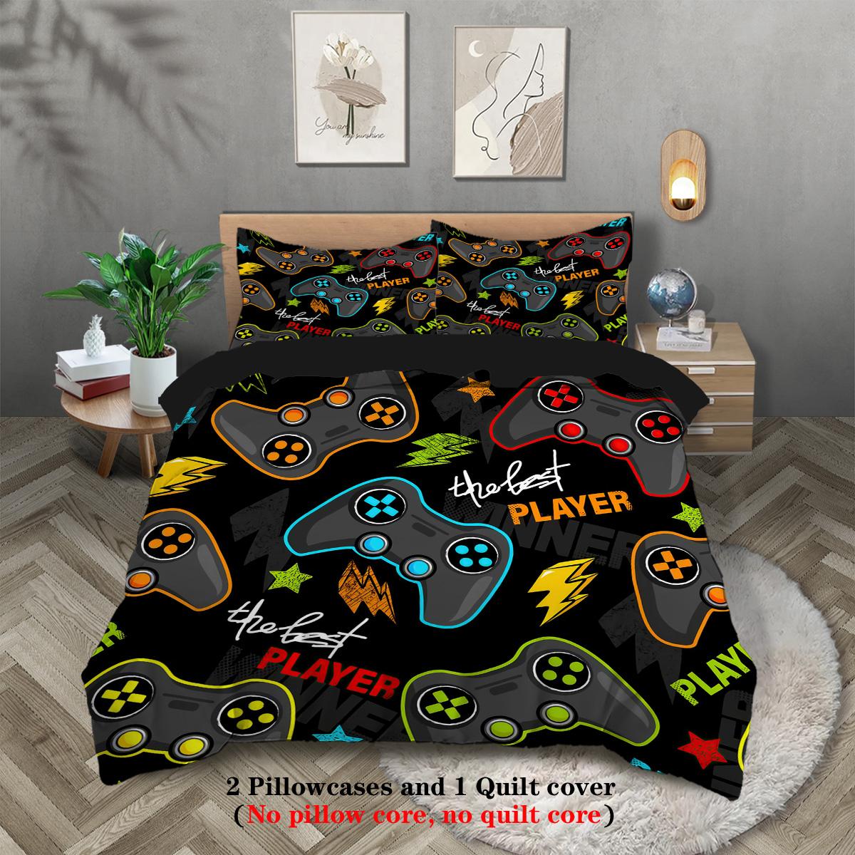

Comforter 3Pcs Game Controller Pattern Printed Bedding Set 1* +2* Suitable For Teenagers And Adults Bedroom Comforter (quilt)-EU Single(135*200cm)3pcs
