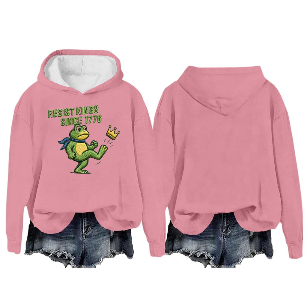 Women's Round Neck Long Sleeve Printed Pullover Hooded Sweatshirt