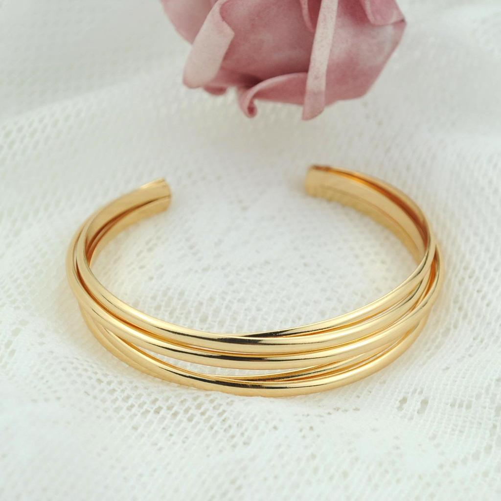 2024 Trendy Multi-Strand Intersecting Opening Bracelet for Women - KC Gold Light Luxury Niche Exquisite Armlet