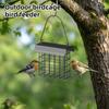 Outdoor Hanging Metal Suet Bird Feeder with Roof and Square Grid Design for Garden Backyard Patio Use