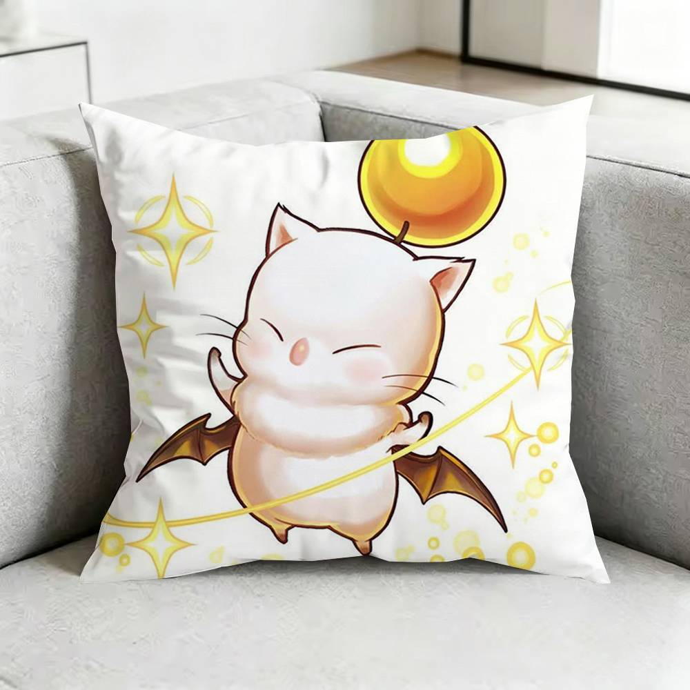 FF Final Fantasy MoogleW Square DoubleSided printed Pillow Case Bedroom Bedside Pillow Sofa Cushion Cover Gift