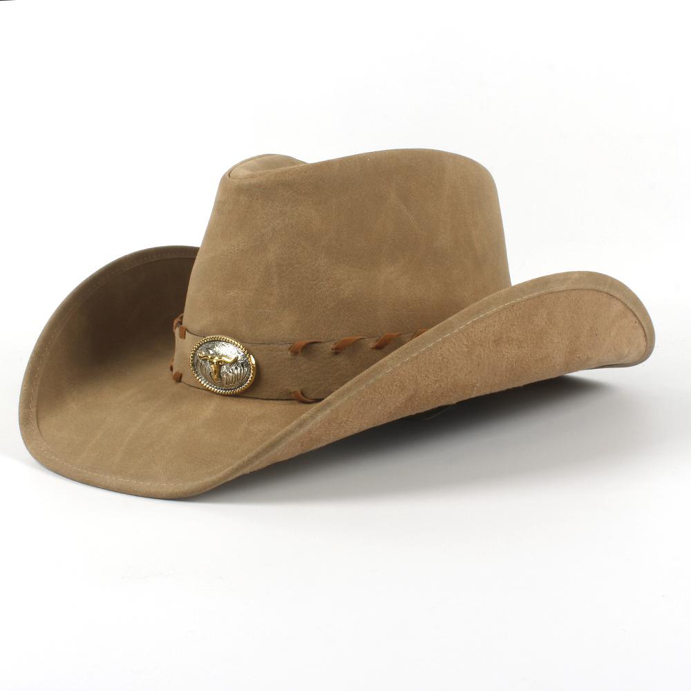 Pălărie de cowboy occidentală 100% din piele pentru bărbați, pentru gentleman, tată, Jazz, Sombrero Hombre, mărimea 58-59CM, stil 36
