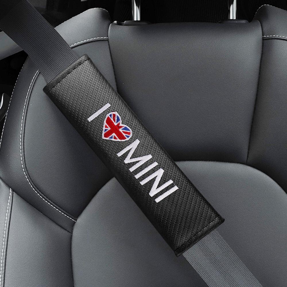 Car Carbon Fiber Seat Belt Cover Strap Shoulder Protector Pad For MINI Cooper JCW WORKS S R55 R56 F55 F56 R57 R58 R59 R60 R50 Btrme66