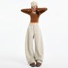Women's Coffee Wide-Leg Jeans: Curved Cut, 2025 Fall/Winter, Loose, Slimming, Versatile, Floor-Length.