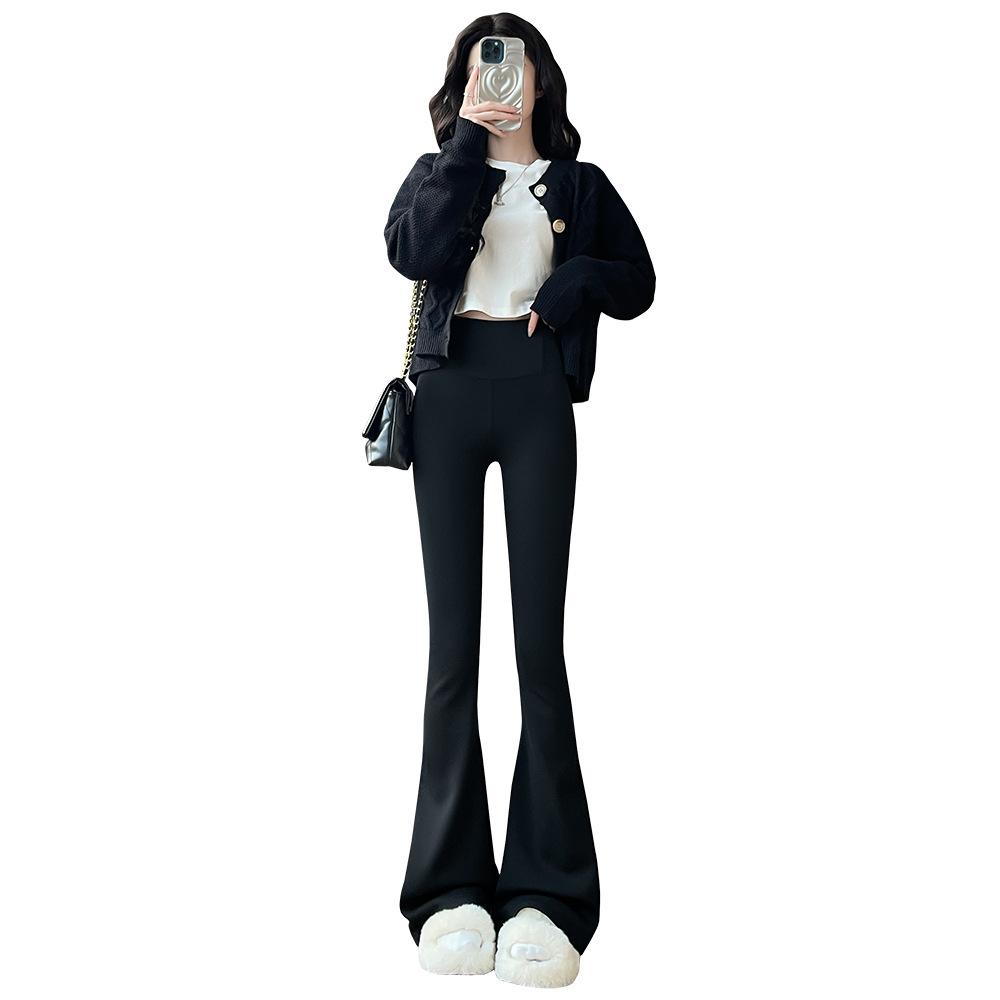 Bootcut shark pants women's 2025 new spring and autumn high-waisted slimming buttocks lifting base fitness yoga black flared pants