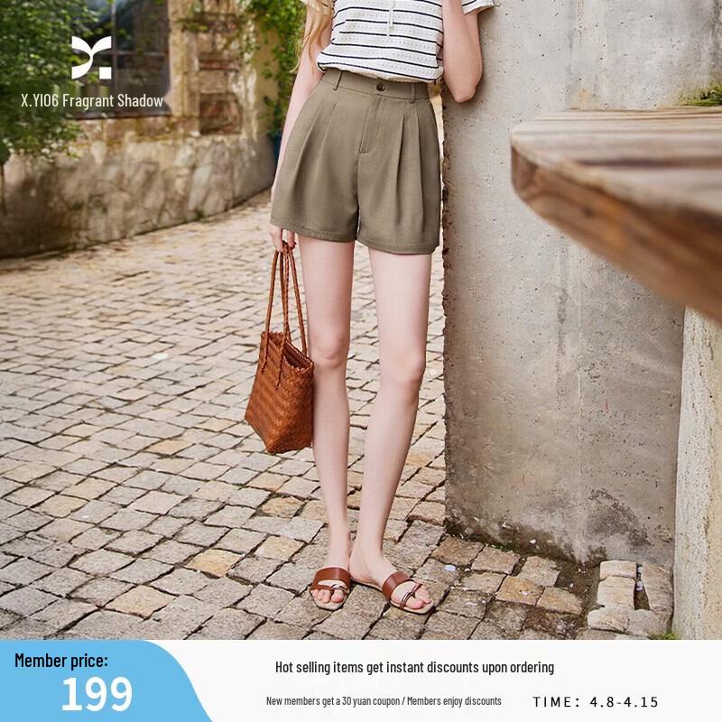 Women s High-Waist A-Line Wide-Leg Casual Shorts M