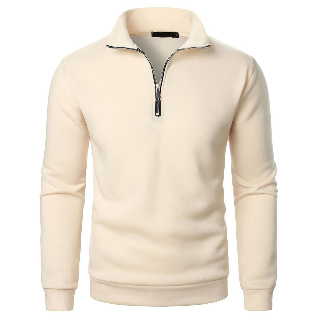 Men'S Long Sleeved Zipper Collar Shirt, Fashionable And Casual Lapel Top