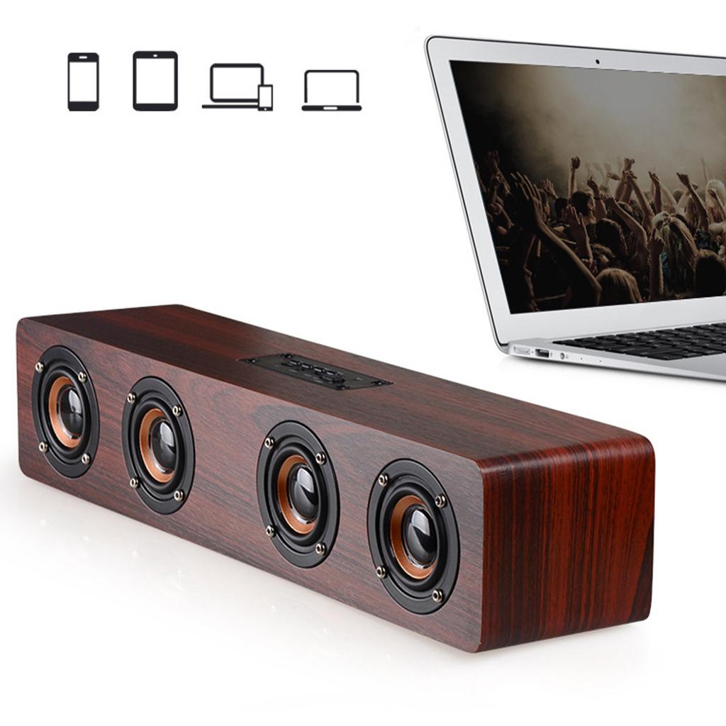 Wooden   Speaker Stereo Hands   Calling Heavy Bass Desktop Wireless Speaker for Cellphone Computer