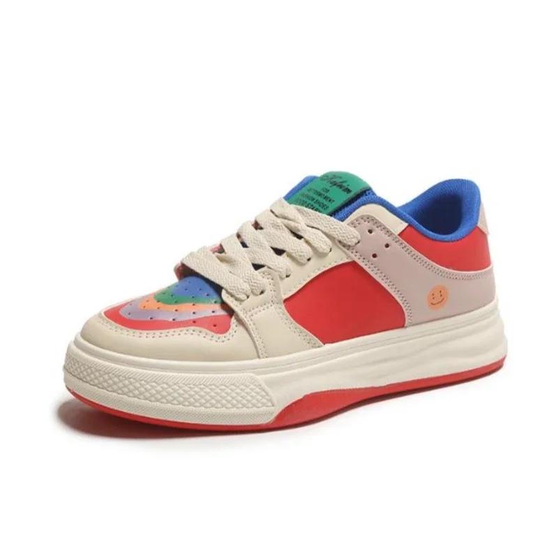 Scarpe da ginnastica alla moda da donna con lacci, scarpe vulcanizzate, coppia, scarpe sportive da donna con plateau antiscivolo, comode scarpe casual da tavola