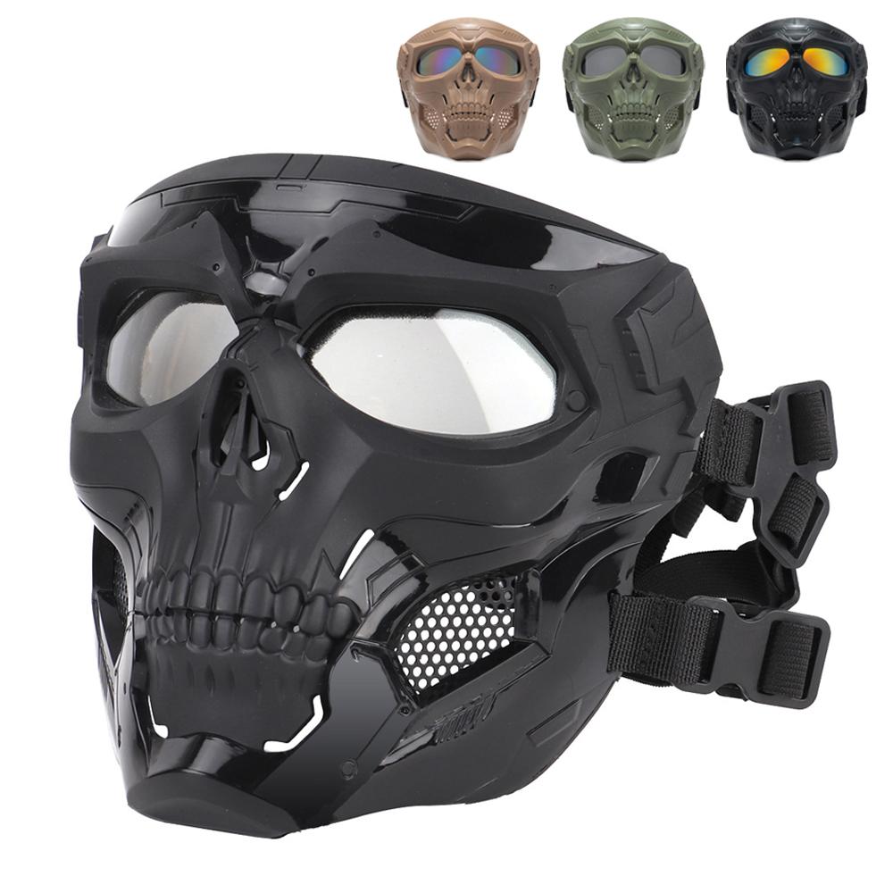 Radfahren Bunte Brille Motorrad Totenkopfmaske Outdoor winddichte Vollgesichtsmaske Paintballspiel taktische Schutzhelmmaske