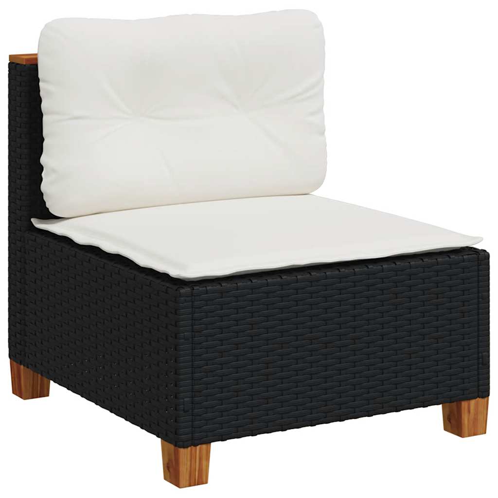 Vidaxl 6-Cz. Set di Mobili da Giardino con Cuscini, Polyrattan Nero