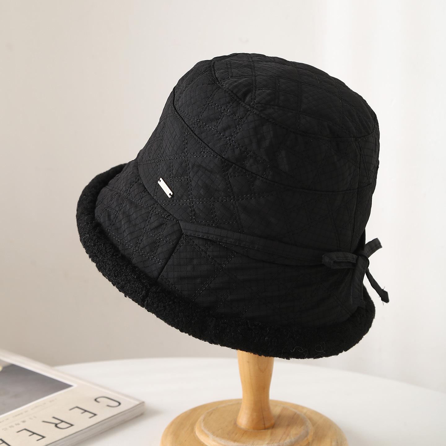 Cute Casual Style Women s Winter Thickened Fleece Keep Warm Bucket Hat Bow Decoration Windproof Furry Bucket Hat
