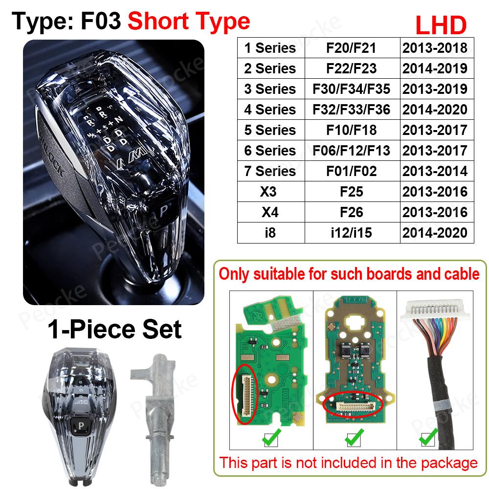 Crystal Gear Lever Stick Head Short Type For BMW G30 G31 G12 X4 G02 iX3 G08 F33 F34 F36 E70 F10 F20 F30 Car Transmission Handle