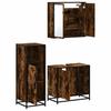 3 Piece Bathroom Furniture Set Smoked Oak Wood Based Material