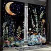 2pcs Black Night Mushroom Curtains   Boho Gothic & Botanical Moon-Star Design Drapes