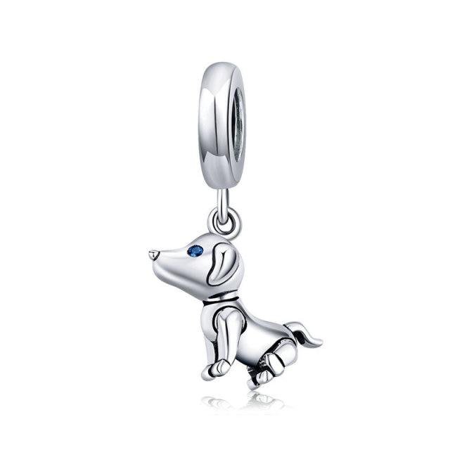 Zirconia Color Sterling Cane Animaletto Cane Cane Bulldog Perline Adatte Braccialetto da Polso Originale Ciondolo Gioielli Fai da Te Braccialetto da Polso alla Moda