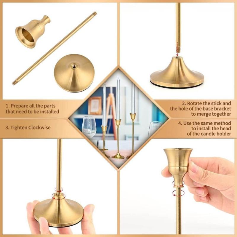 3Pcs Metal Candle Holder Simple Candlestick For Wedding Party Candlelight Dinner
