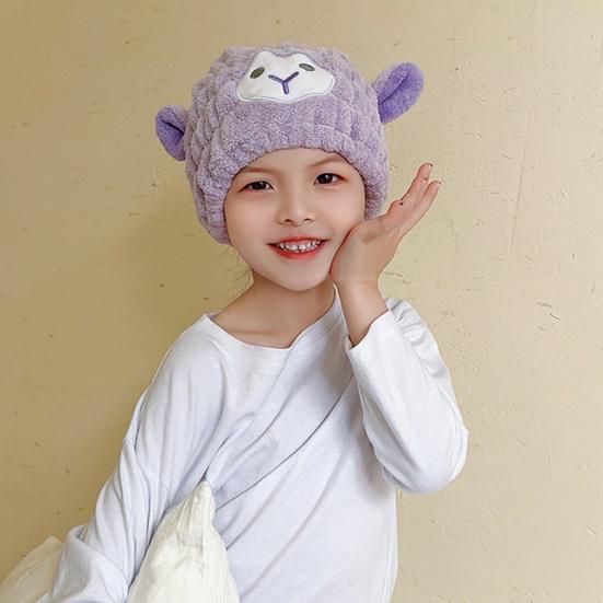 Hair Dry Hat Cartoon Quick-dry Strongly Absorbent Non-shedding Coral Fleece Cute Sheep Dry Hair Towel Bathroom Supplies