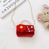 Kids Red Chain Crossbody Bag With Flower And Artificial Pearl Handle Design