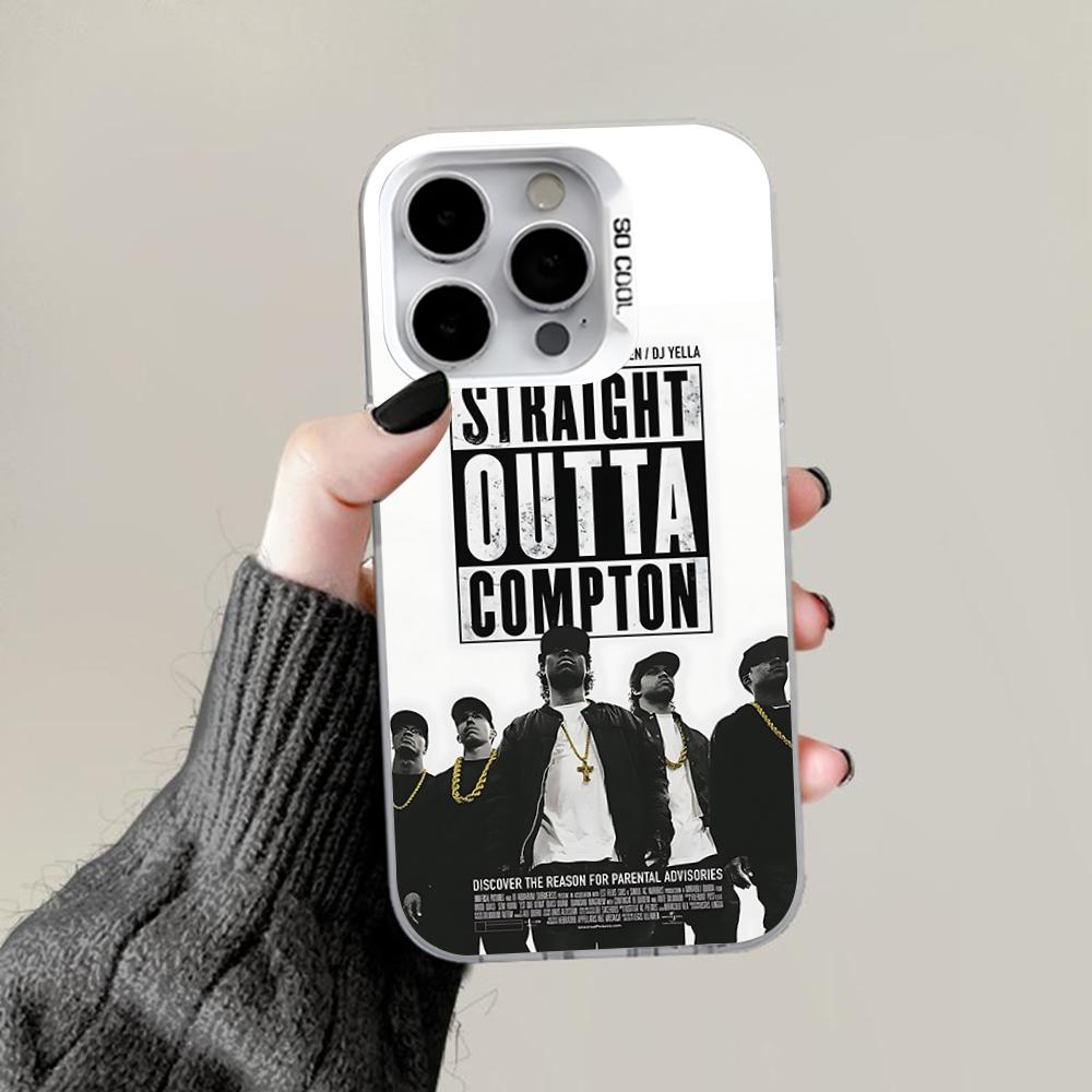 E-Eazy E N-NWA Handyhülle Für iPhone 16,15,14,13,12,11,Pro,Max,Plus,Mini,XS,SE Anti-Fall Grau Silber Matt Hartes Bumper