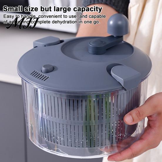 Manual Vegetable Prep Tool Dehydrator, Hand Crank Plastic Salad Spinner, Double-layer Portable Spinner for Restaurants Separable Food Dryer