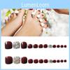 J-12 Cherry Diamond Removable Wearable Toe Nail Art Stickers Handmade Gel Toe Nail Tips For Women