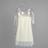 Vestido Camisola de Encaje con Empalme Nuevo de Verano Vestido Slip Elegante y Perezoso con Ribete de Encaje para Mujer Estilo Europeo Americano