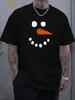 Summer Male Casual White T Shirt Minimalist SnowUnisex Face Print Soft Cotton Short Sleeve Funny Holiday Daily Wear Top