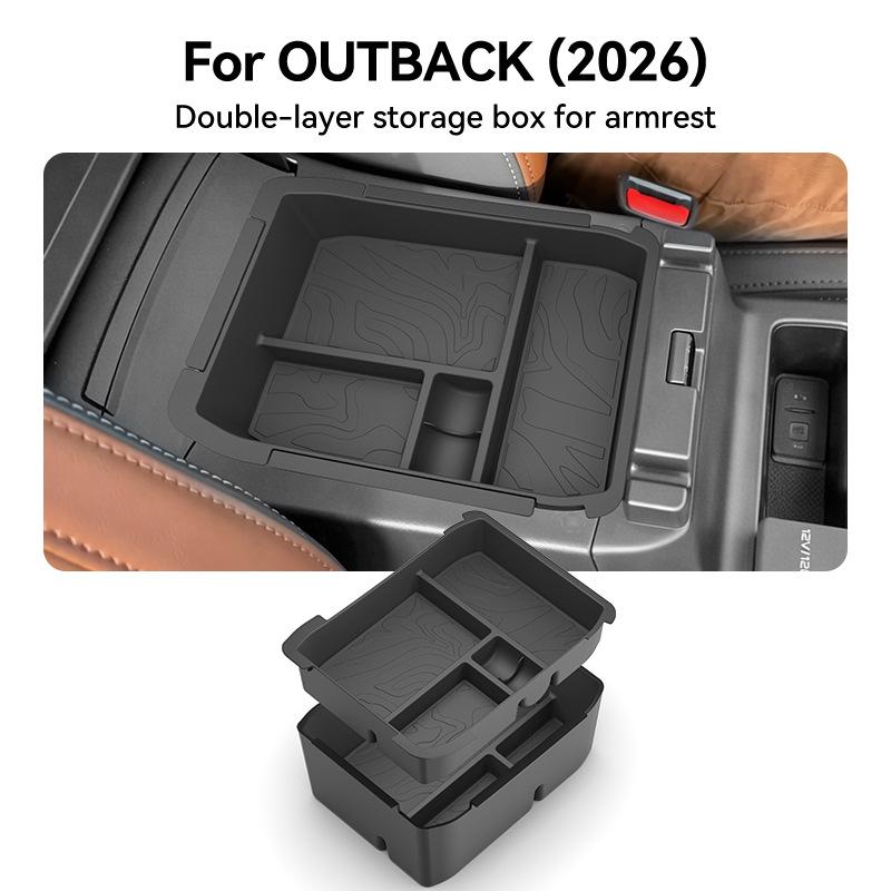 Double Layer Multifunctional Cup Holder Storage Box For 2026 Subaru Outback Forester Car Interior Organizer Tidying Accessories