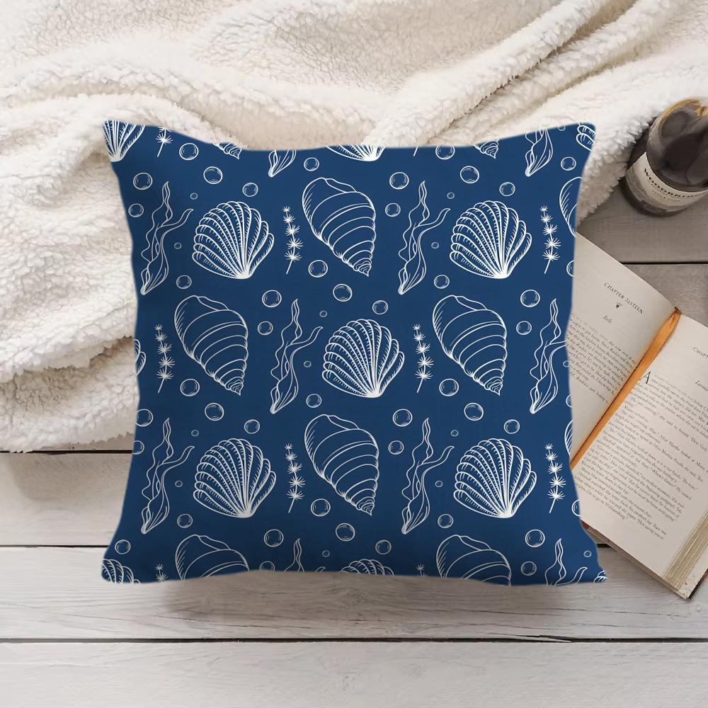 Seashell pattern Cushion Cover Soft Short Plush Pillow Cover Smooth Cozy Texture Aesthetic Cushion Case Home Decor
