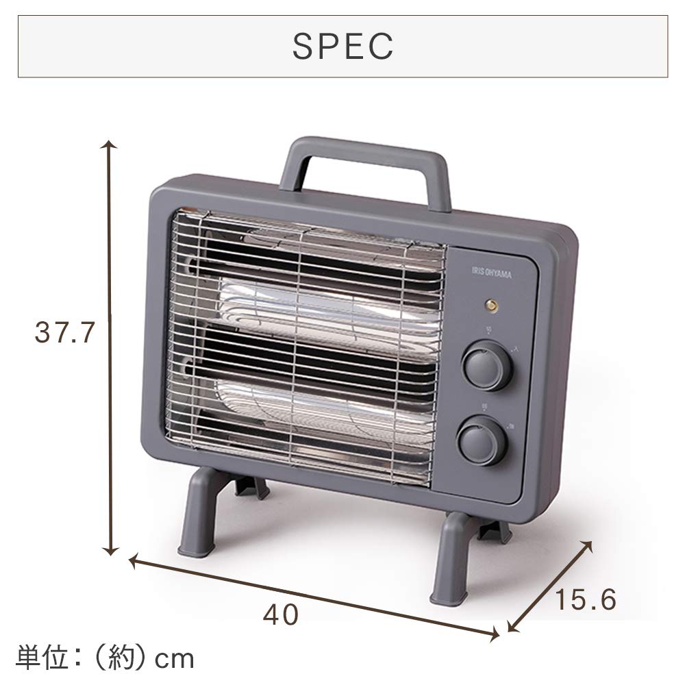 Iris Ohyama Electric Heater, Fast Heat, Power Off if Tipped Over, 400W/800W, Two-Level Switching, Black Coat Heater, IEHDB-800-H, Gray