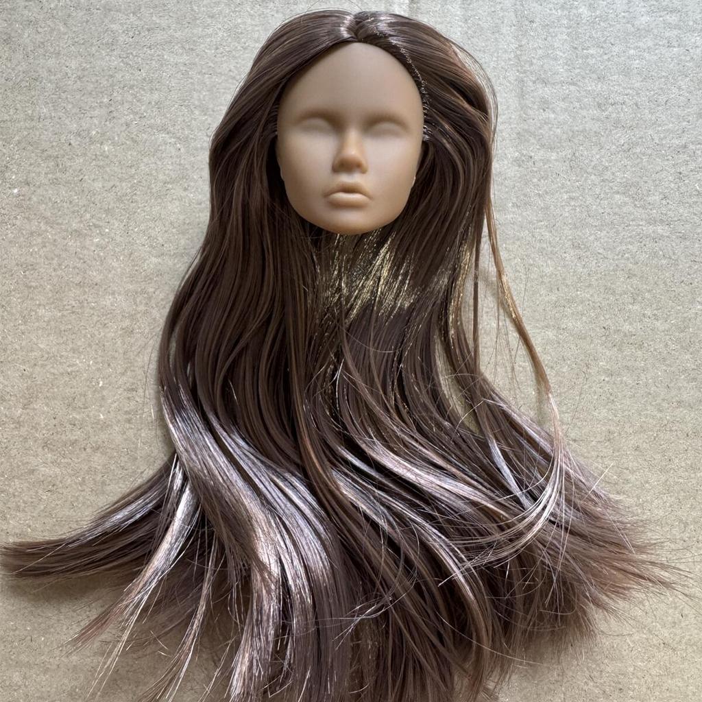 Vintage 1/6 Blank Face Doll Heads With Hair Fashion Doll Head Make Up Practice DIY Toy Parts Girls Birthday Gifts