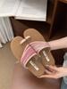 Flat-bottomed Toe French Sandals Fairy Wind Wear 2025 Summer Vintage Woven Seaside Roman Beach Slippers