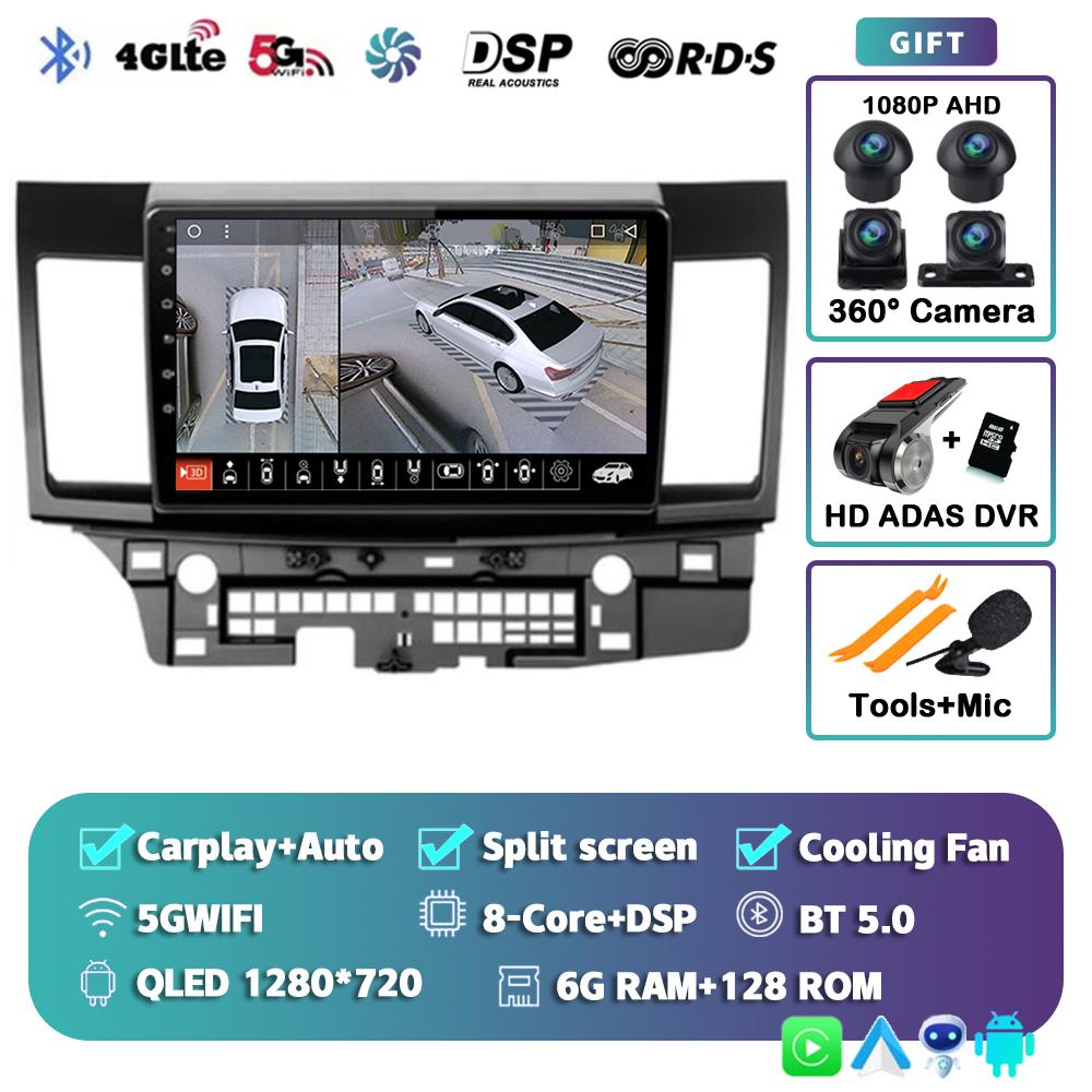 Android 14 WIFI+4G Car Radio For Mitsubishi Lancer 10 CY 2007-2017 Multimedia Video Player Navigation GPS Stereo 2 Din Head Unit