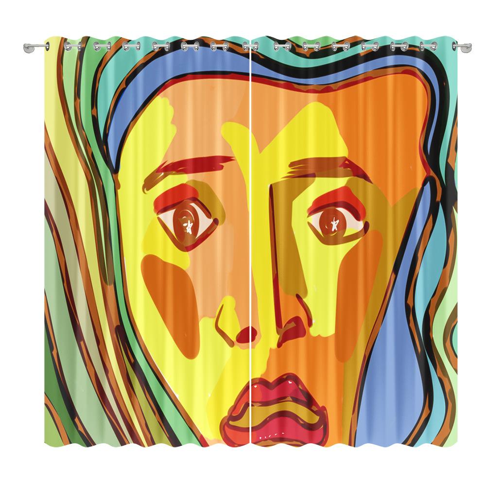 Abstract Curtain Cloth Bedroom Living Room Balcony Blackout Curtain Office Hotel Insulation Curtain