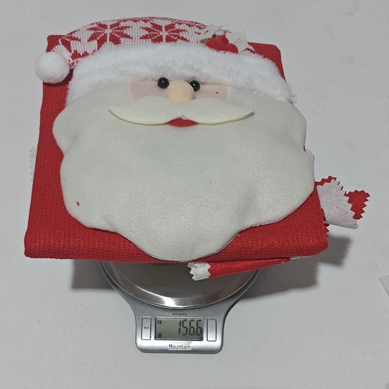 Zestaw pokrowców na krzesła bożonarodzeniowe Haobei z wzorem Świętego Mikołaja 3D