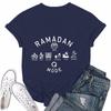 Girls casual loose printed T-shirt round neck pullover short sleeve top