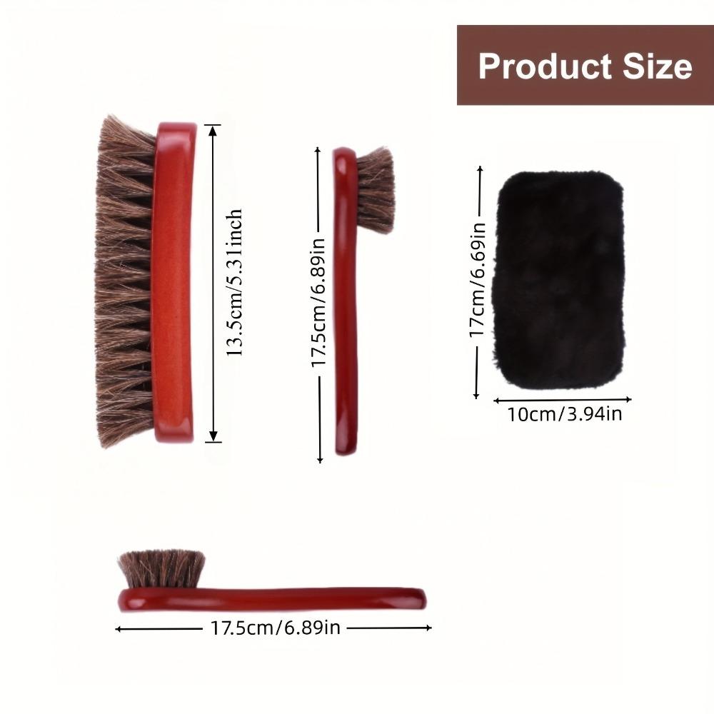 4pcs Horsehair Shoe Polish Brushes Applicator for Cleaning Leather Shoes Boot Care Brush Suede Brush Microfiber Shoes Gloves