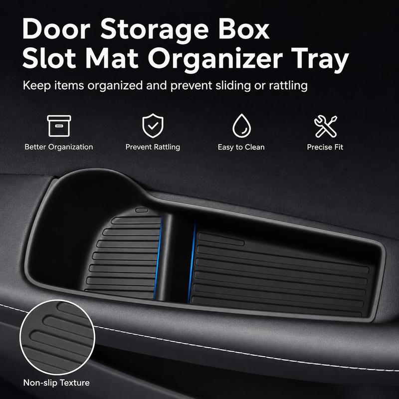 For Tesla Model Y/3 2024-2026 Juniper Highland Door Storage Box Door Slot Mat Organizer Tray