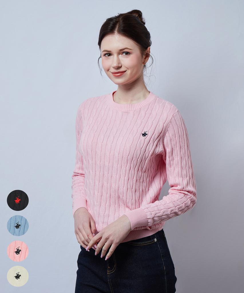BHPOLOCLUB Women'S Cable Round Neck Knit 4 Colors Ts410